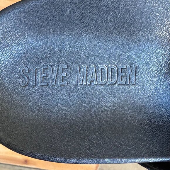 Steve Madden Ledger Black Leather Silver Western Buckle Slip On Mule Size 9.5 - Picture 13 of 15